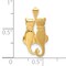 14K Yellow Gold Cats Pendant Charm Kitty Jewelry New 0.96"X 0.5" 24.4mm x 12.6mm